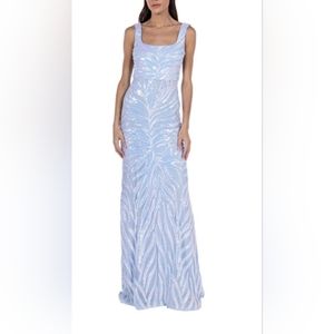 B Smart Sleeveless Sequin Scroll Bodycon Dress Sky Blue. Juniors 3. Brand New.